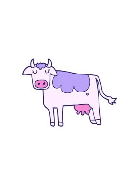 Çizgi film inek tasarımının radyoaktif parlak animasyonu