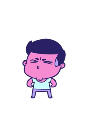 Çizgi filmdeki adamın terlemesinin hareketli animasyonu