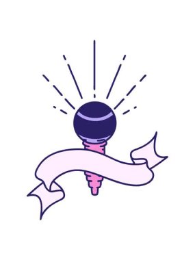 Dövme tarzı mikrofonlu parşömen sancağının titreyen hareketi