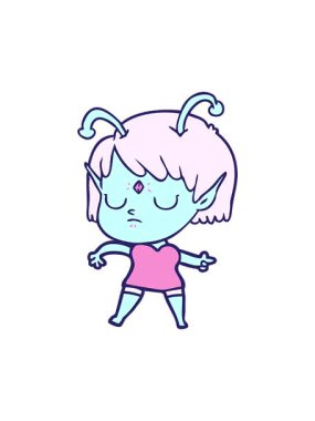 Uzaylı bir kızın çiziminin basınçlı animasyonu