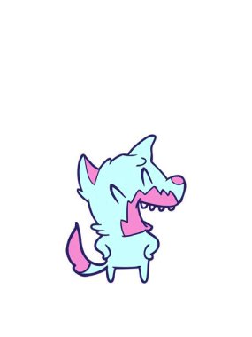 Gülen tilki çizgi filminin yükseliş ve yüzme animasyonu