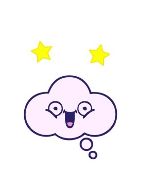 dönen yıldızlar bir düşünce baloncuğunun sevimli çizgi filminin animasyonu