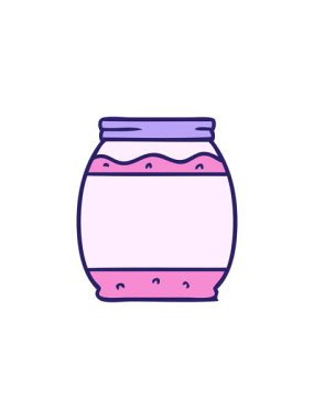 Yıldız patlaması etkisi bir çilek reçelinin el çizimi animasyonu