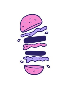 Çizgi film karikatür hamburgerinin hareketli animasyonu