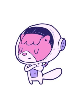 Çizgi film kedisi astronot hayvanların hareketlerini salla ve durdur