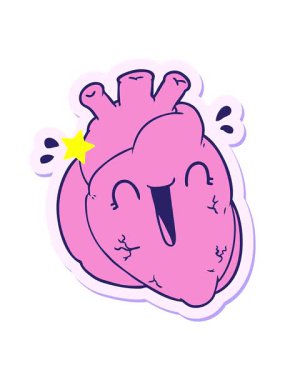 Kıvılcımlar, çizgi film yıldızlarının gülen kalplerinin çıkartmalarını etkiler.