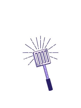 Geleneksel dövme stili mutfak spatulasının hareketli canlandırması