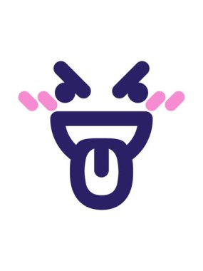 Dil çıkaran kötü yüz simgesinin basınçlı animasyonu