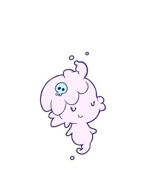 Yanıp sönen radyal çizgiler Tatlı bir hayalet kızın animasyonu