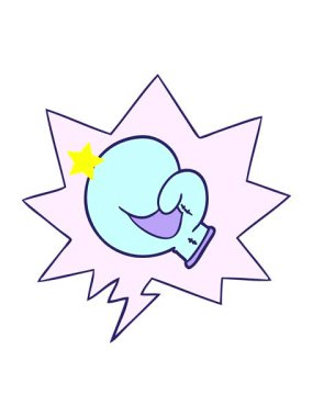 Parıldayan yıldızlar, konuşma baloncuğu ile boks eldiveni çizgi filminin animasyonunu etkiler