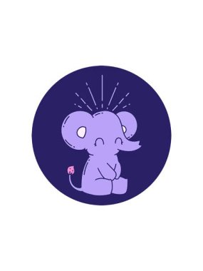 Dövme stili şirin bir filin radyoaktif ışıldayan animasyonu