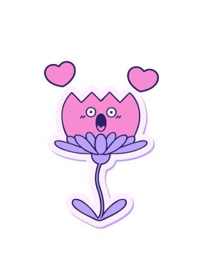 Bir çiçek illüstrasyonunun dönen kalpleri canlandırması