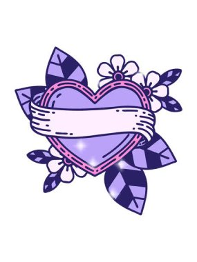 Parıltı etkisi, neon dövmenin geleneksel kalp ve bayrak stilinde canlandırılması