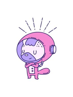 Astronot kıyafetli bir hayvanın titreşimli hareketi