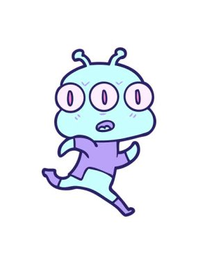 Üç gözlü uzaylının titreşimli animasyonu