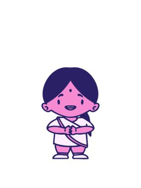 Modern kuşak çizgi filminde mutlu Hintli kadın animasyonu