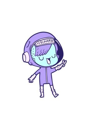 Uzay astronotu kadın tasarımının yanıp sönen radyal çizgileri