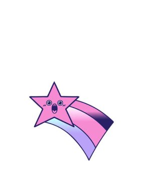 Kayan bir gökkuşağı yıldızının gradyan gölgeli çizgi filminin zıplama hareketi