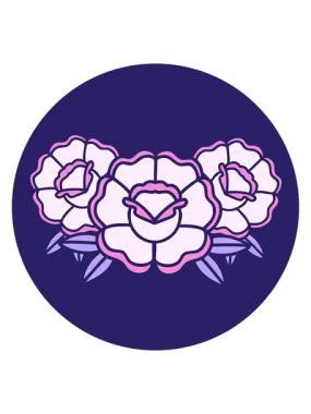 Bir buket çiçeğin ikonik dövme görüntüsünün titreşimli hareketli animasyonu