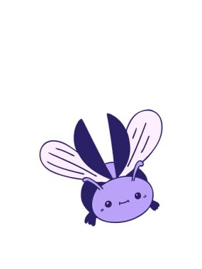 jumping motion animation of hand drawn quirky cartoon flying beetle