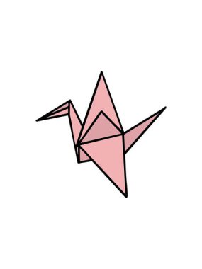 radioactive glowing animation of japanese folded paper origami crane