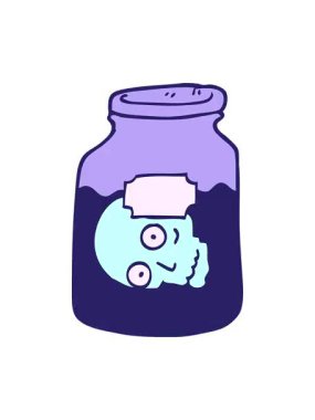 el çizimi karikatür şeklindeki kafanın kavanoza çizilmiş hali efekti