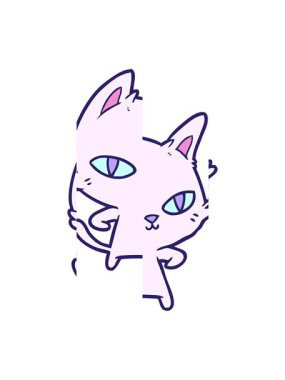 Çizgi film kedisinin bölünen hareket animasyonu