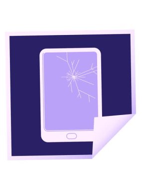 Kırık elektronik tablet vektör kare etiketinin hareketli animasyonunu oynat