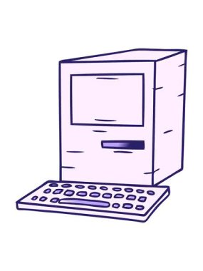 bir bilgisayar ve klavyenin gradyan karikatürünün el çizimi canlandırması efekti