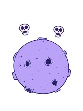 karikatür ay görüntüsünün dönen kafatası animasyonu