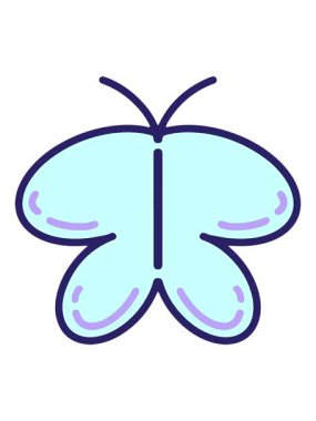 shine light effect animation of simple bold cartoon of a butterfly