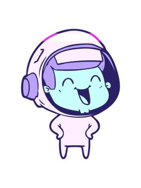 Mutlu el çizilmiş astronotun animasyonunu güçlendir