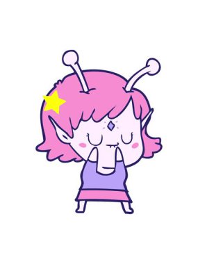 Parıldayan yıldızlar, uzaylı bir kızın çizgi filmini canlandırıyor.