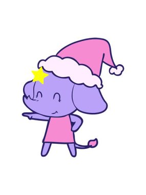 Parıldayan yıldızlar, Noel Baba şapkası takan bir filin el çizimi çiziminin animasyonunu etkiler.