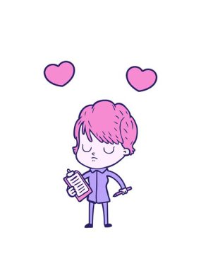 neon tarzı çizgi film karakterinin dönen kalp animasyonu.