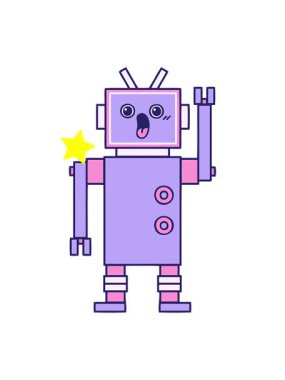 Parıldayan yıldızlar robot tasarımı çizgi filminin animasyonunu etkiler.