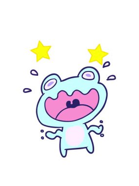 Tatlı çizgi film karakteri korkmuş kurbağaların dönen yıldızları.