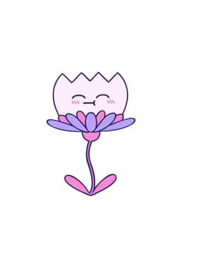 Nilüfer çiçeğinin tatlı çizgi filminin yatay titreşimli animasyonu