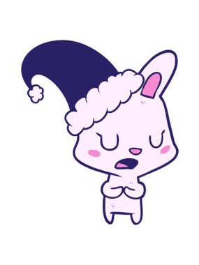 Noel şapkası takan çizgi film tavşanının hareketli animasyonu