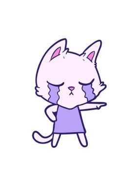 Ağlayan çizgi film kedisini salla ve duraklat.