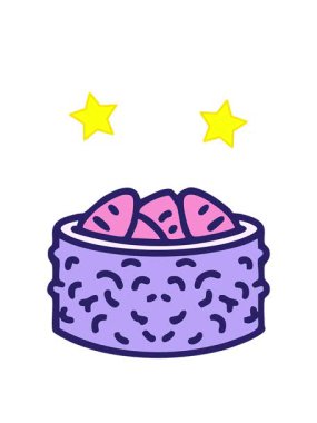 dönen yıldızlar geleneksel Japon suşi yosunlarının çizgi filminin animasyonu.