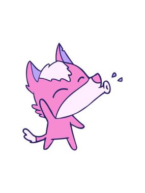 fox doodle karakterinin dönen hareket animasyonu