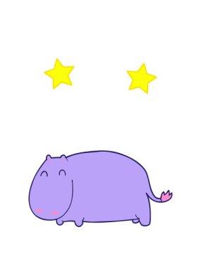 dönen yıldızlar sevimli çizgi film hipopotamlarının animasyonları