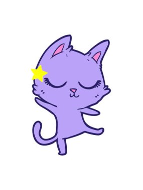 Parıldayan yıldızlar sakin kedi çizgi filminin animasyonunu etkiler.