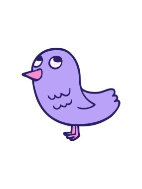 Dikkat çeken çizgi film karikatür kuşunun yukarı bakışıydı.