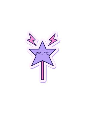 Tatlı bir çizgi film sihirli değneğinin çıkartmasının canlandırma etkisi.