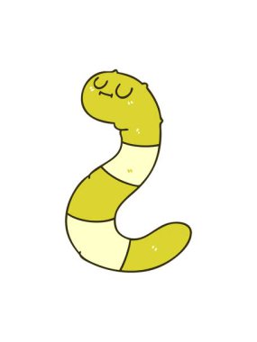 Garip çizgi film solucanının el çiziminin renk animasyonu değişiyor