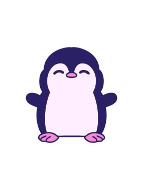 Küçük sevimli bir penguenin çizgi filminin hareketli animasyonu.