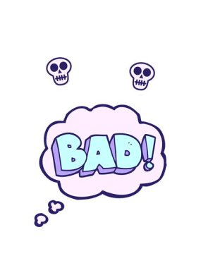 freehand çizilmiş düşünce kabarcığı çizgi filminin kafatası animasyonu Kötü sembol