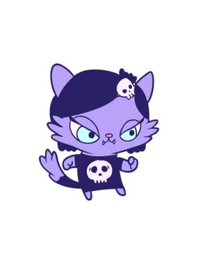 Yıldız patlaması efekti çizgi film karakteri, güçlü kedi kız.